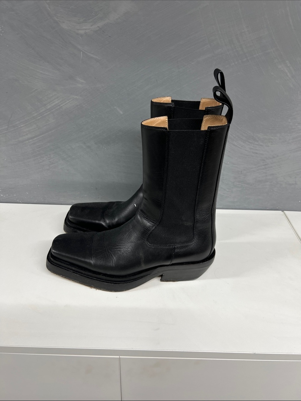 Bottega Veneta Black Leather Combat Moto Boots
